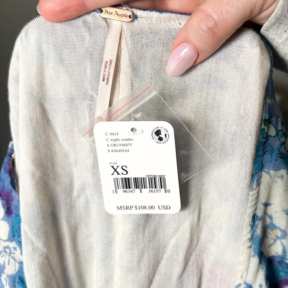 NWT Free People Freddy Tie Mini Dress - Night Combo - Picture 8 of 8